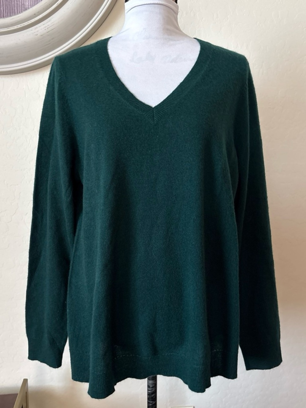 Charter Club Deep Pine V-Neck 100% Cashmere Sweater. 2X